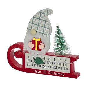 Festive Gnome Christmas Sleigh Tabletop Countdown Calendar